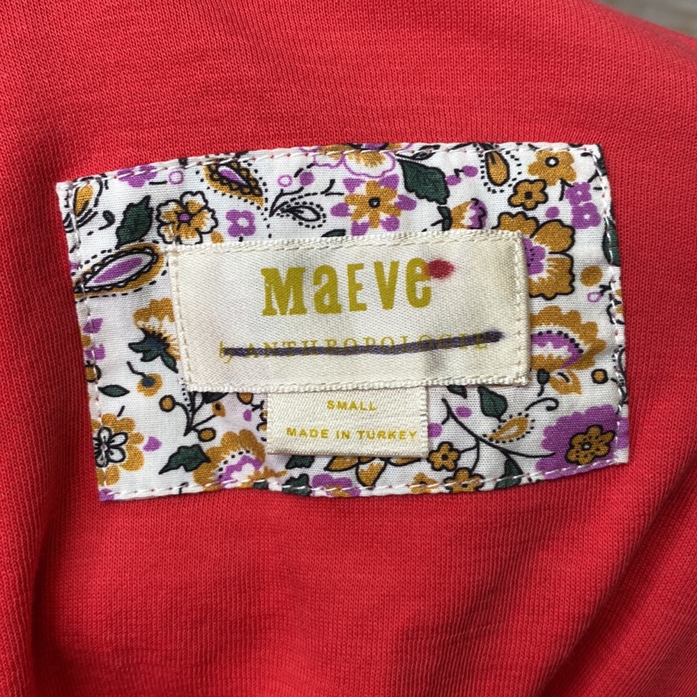 Anthropologie Maeve Curran Top coral size Small - Picture 4 of 6